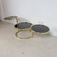 Vintage Hollywood Regency Swivel Cascade Coffee Table with Black Glass