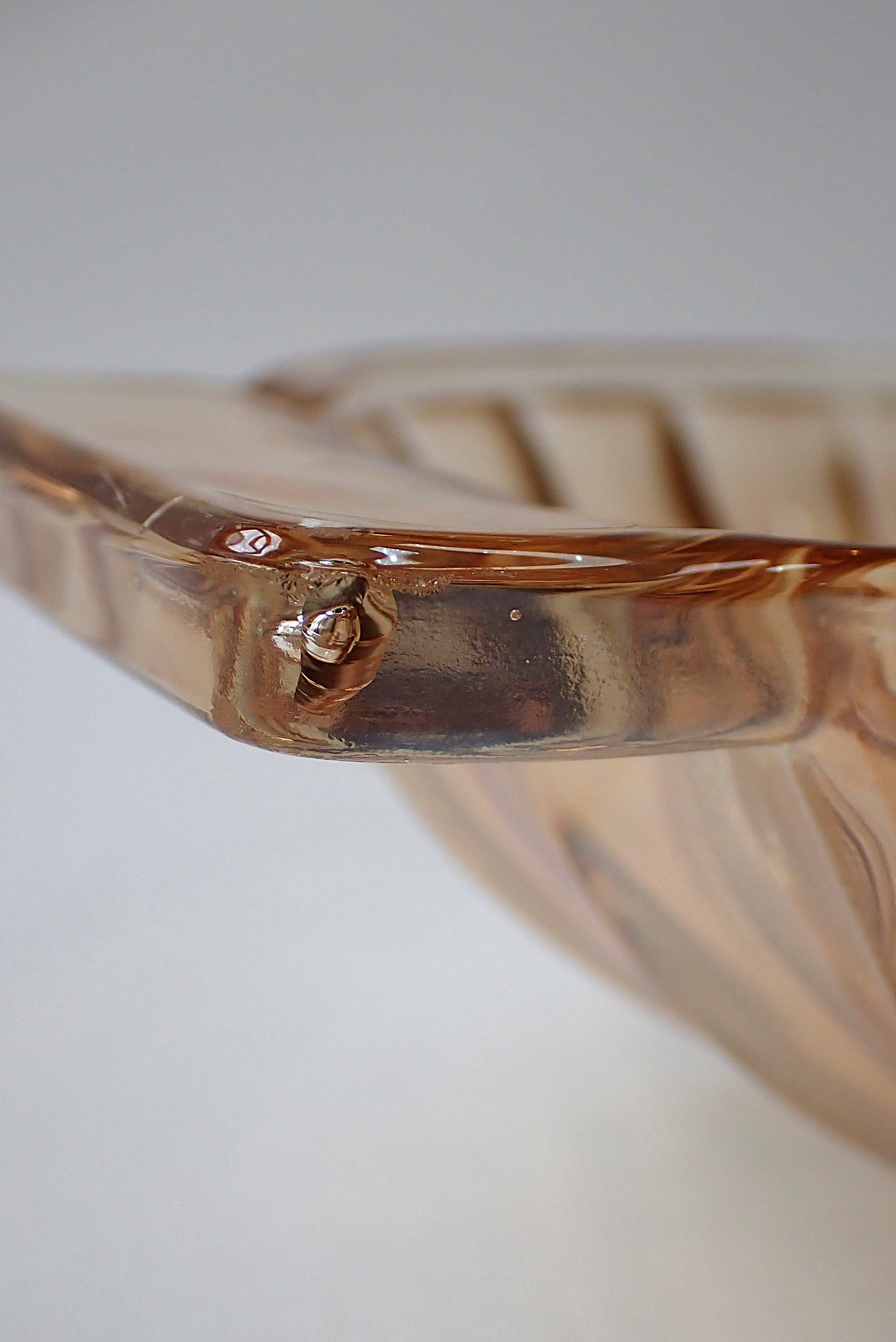 Fruit bowl - small salad bowl - iridescent pink/orange glass bowl