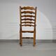 Ensemble de 4 chaises de salle à manger en chêne, rustiques, de ferme, à dossier en échelle avec sièges en jonc, années 1960