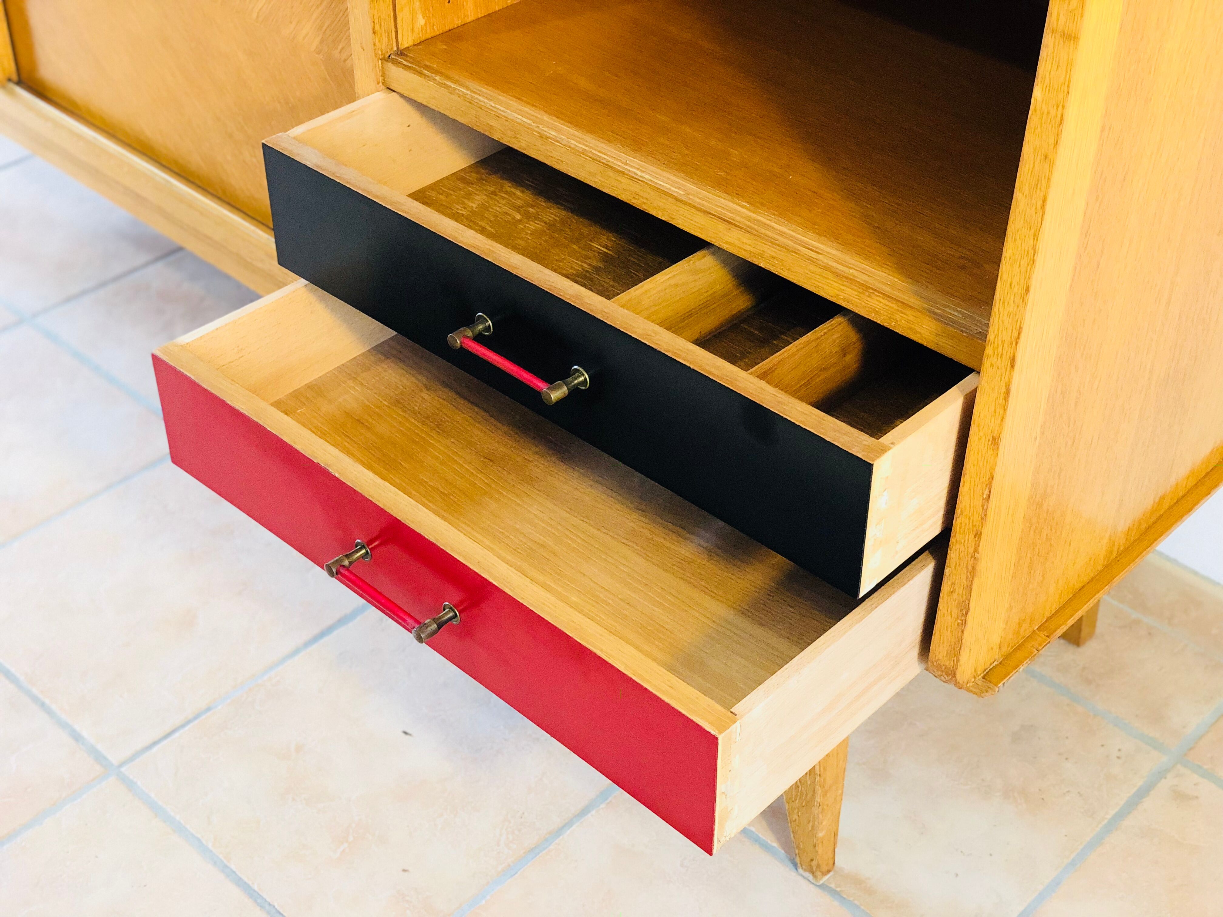 Sideboard oak feet compass 1960