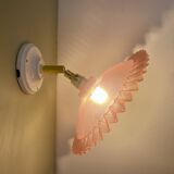 Vintage pink plastic lampshade wall light