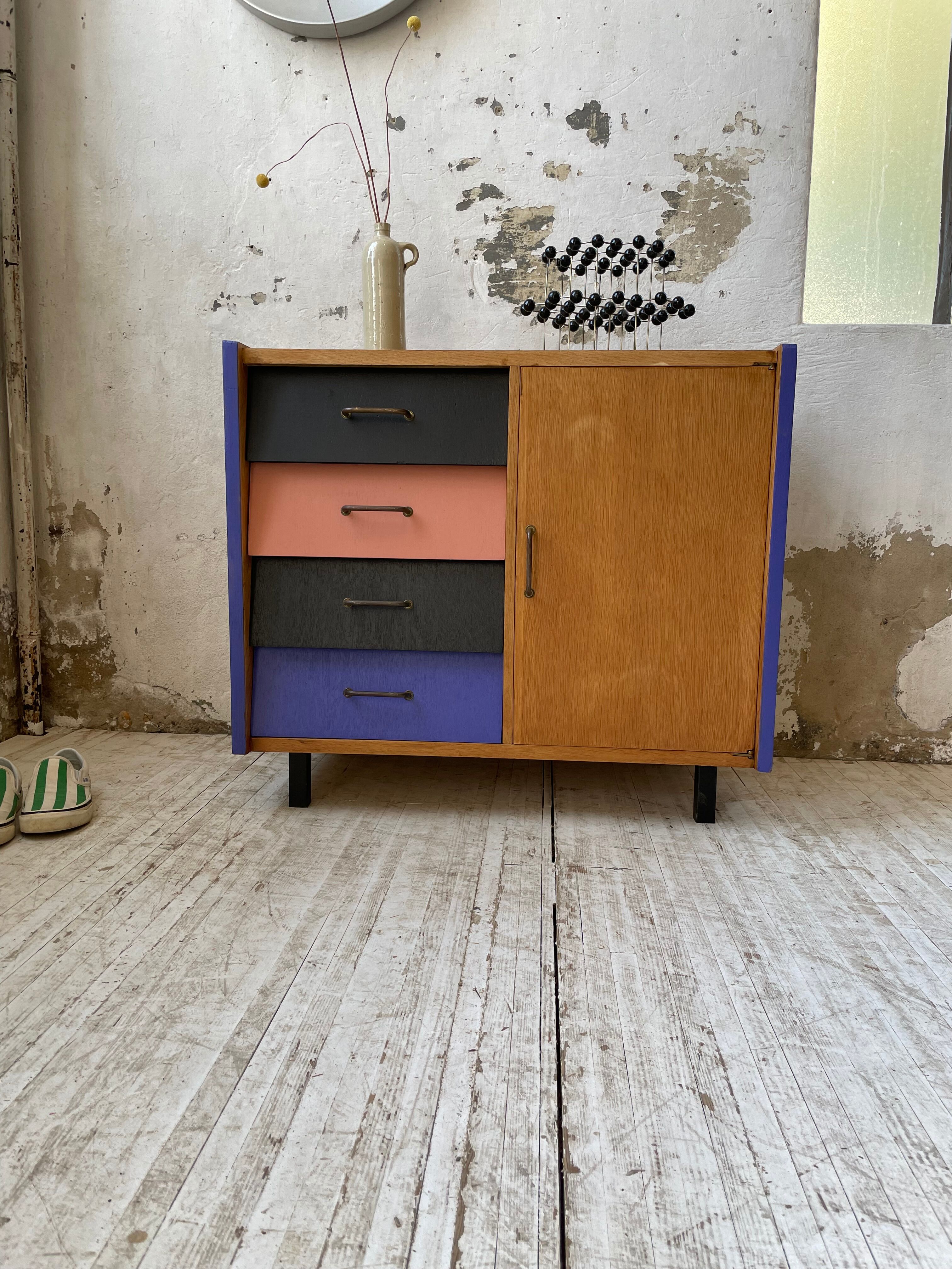 Meuble commode colorée années 60