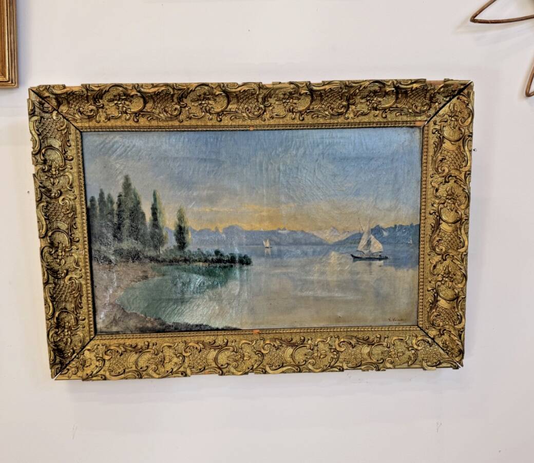 Oil on canvas – Lake Geneva by Émile Vernay, dated 1902 - 675009