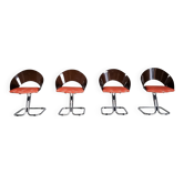 Set of 4 Italian dining chairs in plexiglass from the Spage era, 1970.