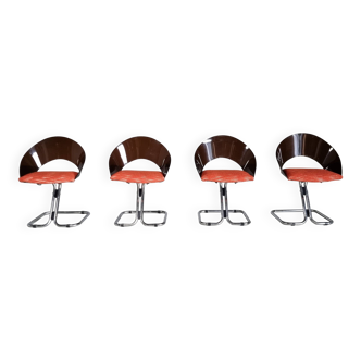 Set of 4 Italian dining chairs in plexiglass from the Spage era, 1970.