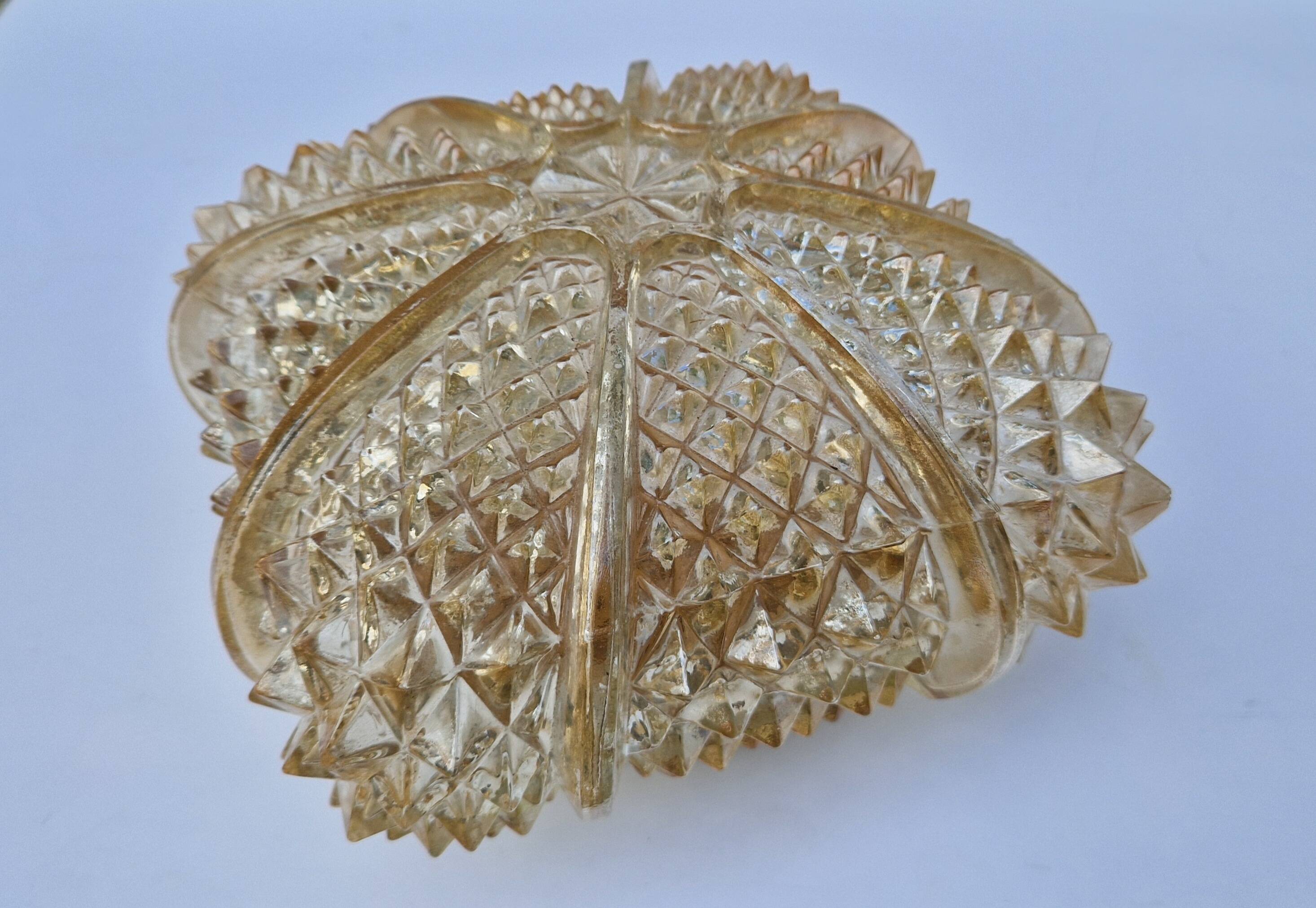 Glass ceiling light, vintage 1970