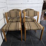 4 vintage self chairs from the 60s with wool seats