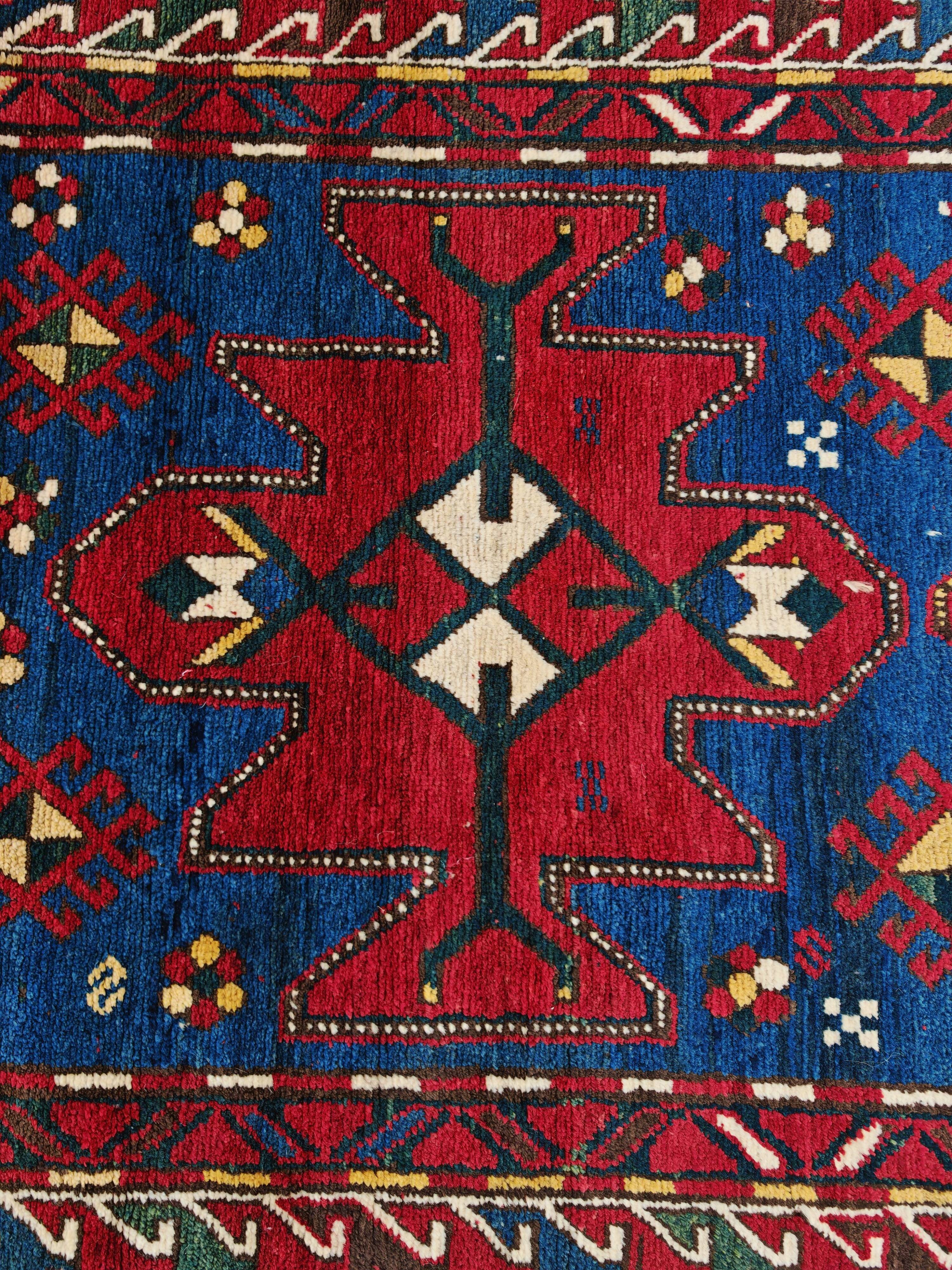 Antique Karabakh carpet, naturally dyed wool, Caucasus 19th century