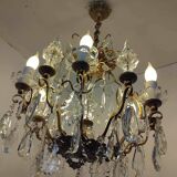 Cage chandelier with 6 light arms and crystal dagger, late 19th century