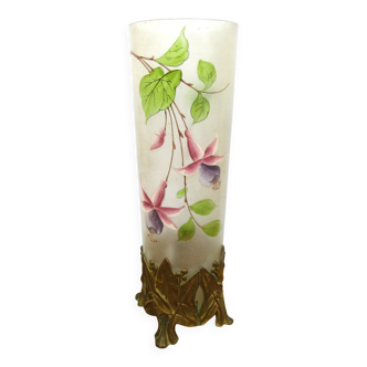Vase verre emaille pied regule