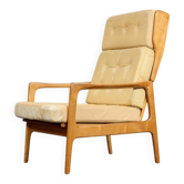 Fauteuil en cuir beige