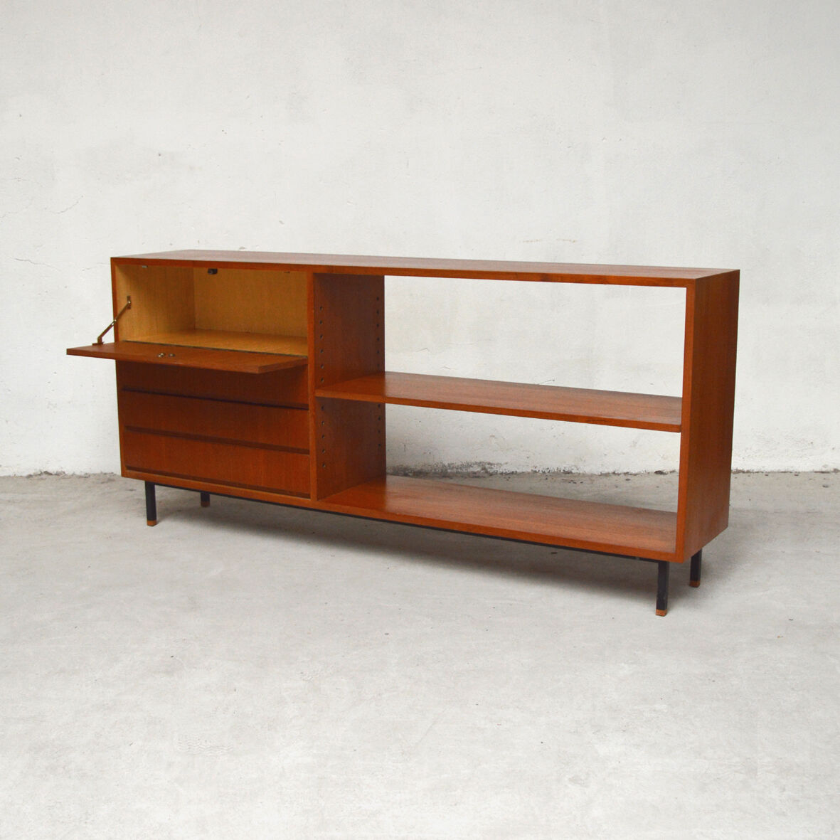 Sideboard bookcase with feet metal, 1960