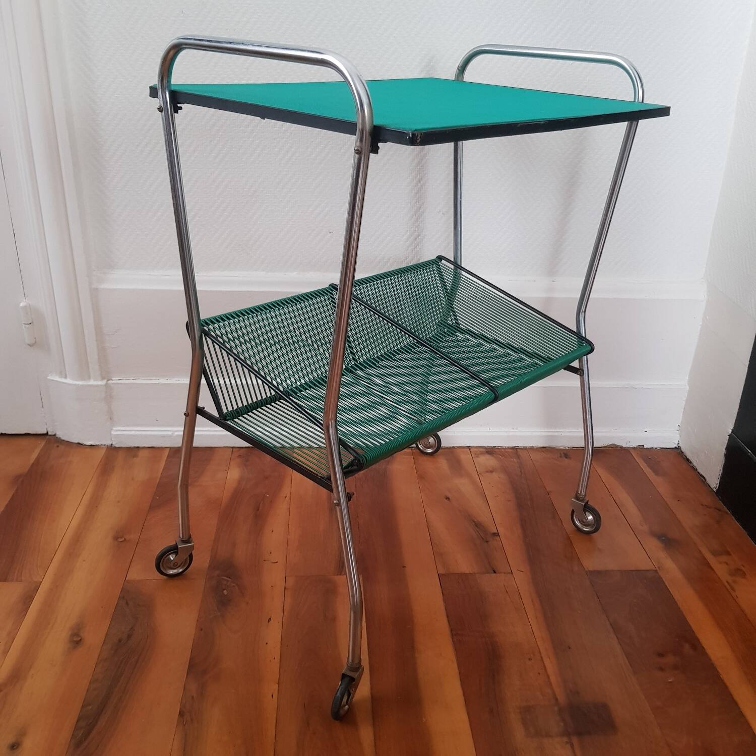 1950s vinyl storage side table