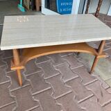 Marble and wood coffee table