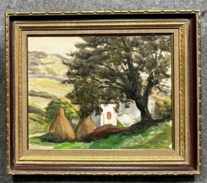Guillermin M: oil painting on panel countryside landscape circa 1940