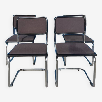 4 chaises noires et chrome Cesca B32 Marcel Breuer