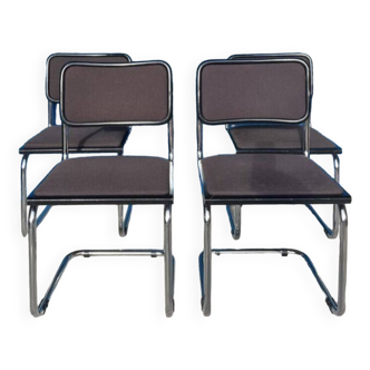 4 chaises noires et chrome Cesca B32 Marcel Breuer