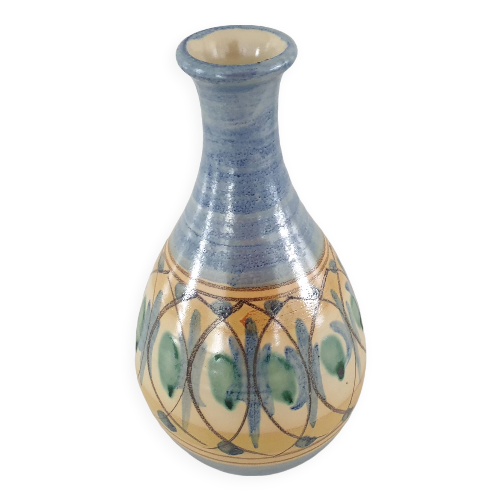 Ceramic soliflore vase Signed Pisutaux (Signature to be identified)