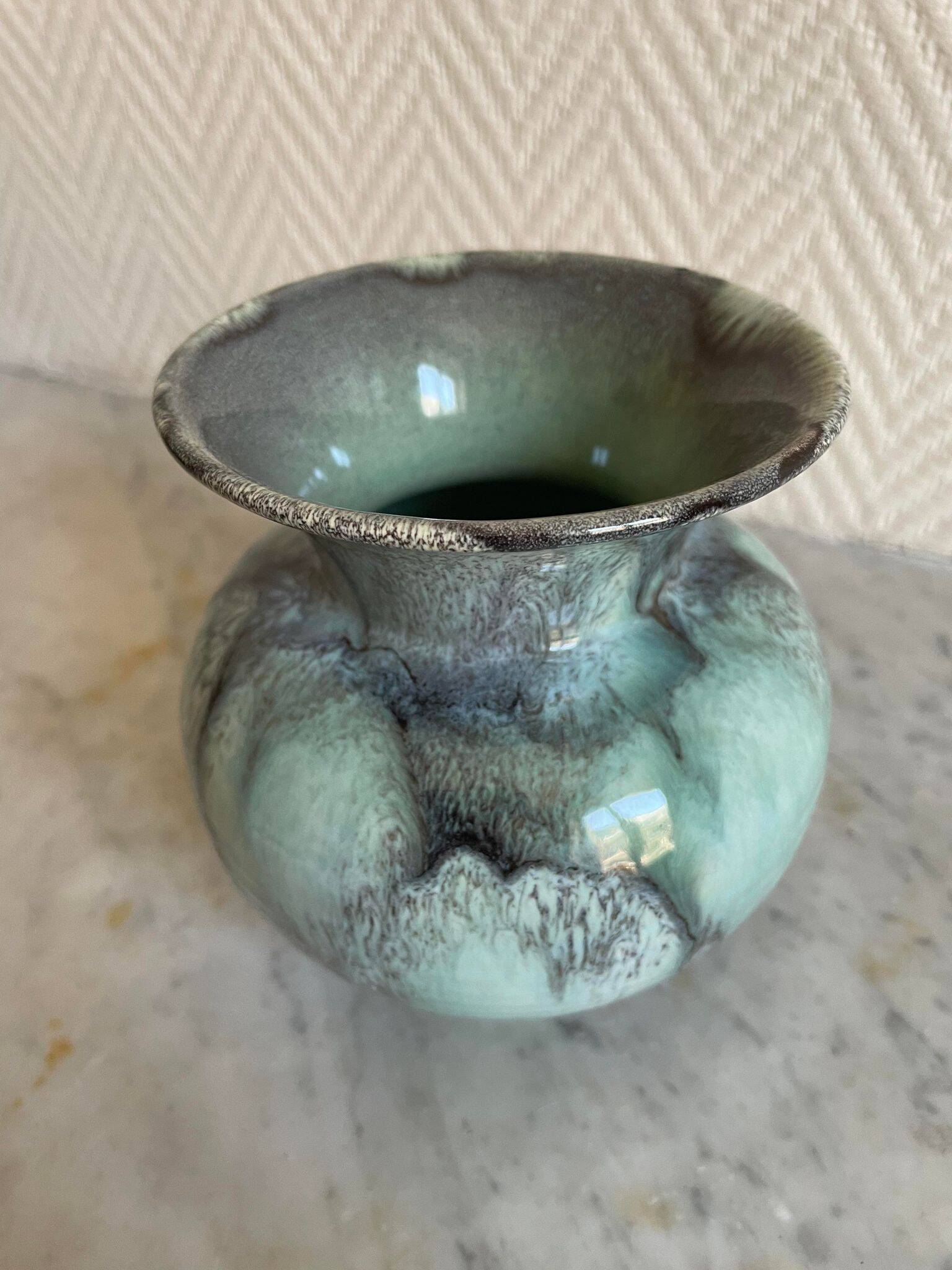 Blue lava style vase Vallauris