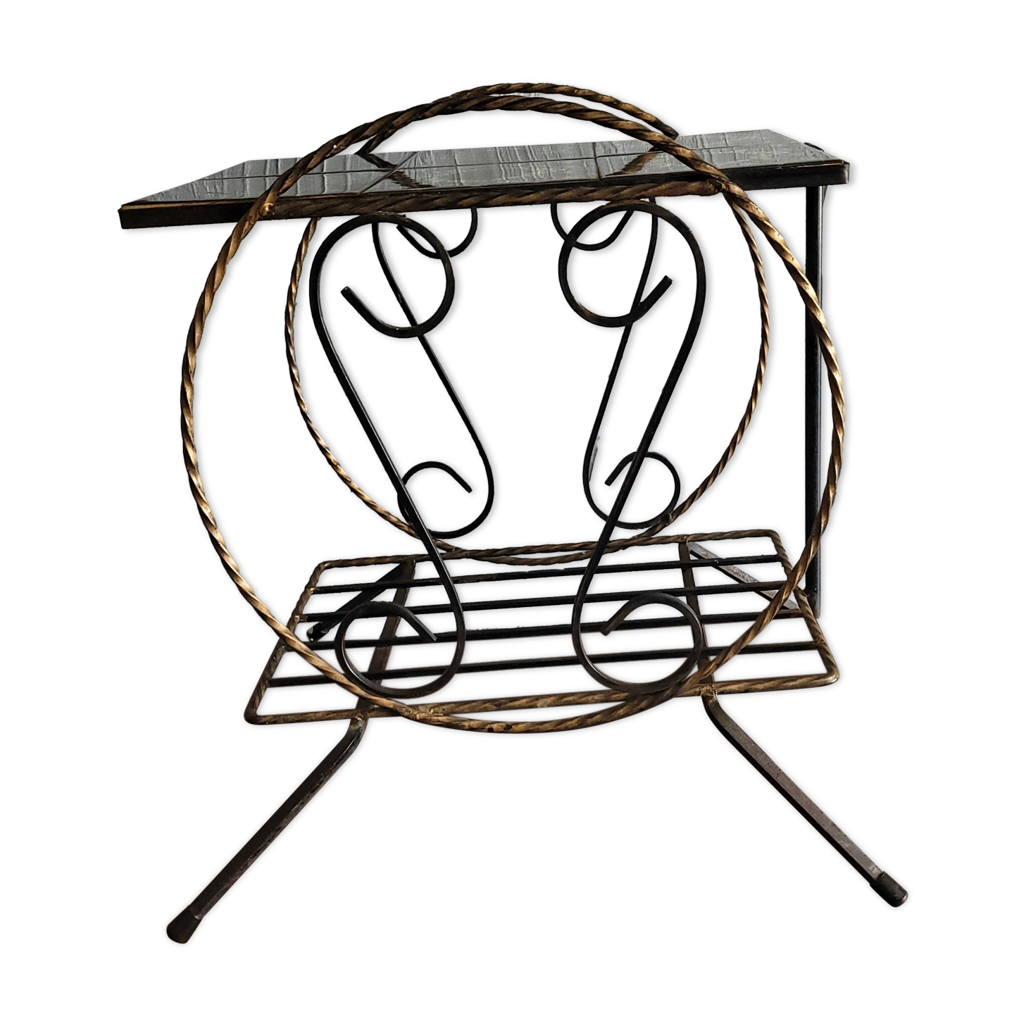 Antique vintage wrought iron side table