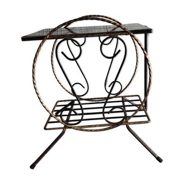 Ancien gueridon table d'appoint vintage en fer forge