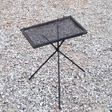 Side table in black perforated metal rigitulle from the 50s