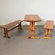 Scandinavian modern solid pinewood benches and dining table, 1970s
