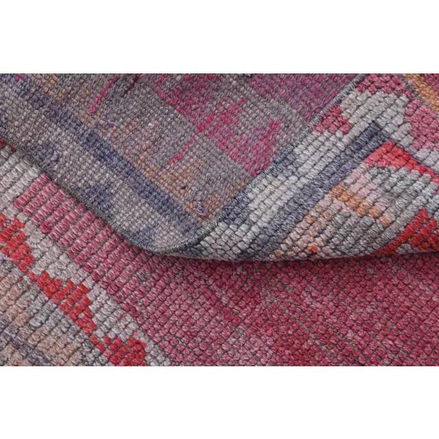 Tribal Turkish Vintage Runner, Pink Purple Handmade Oushak Runner 95x304