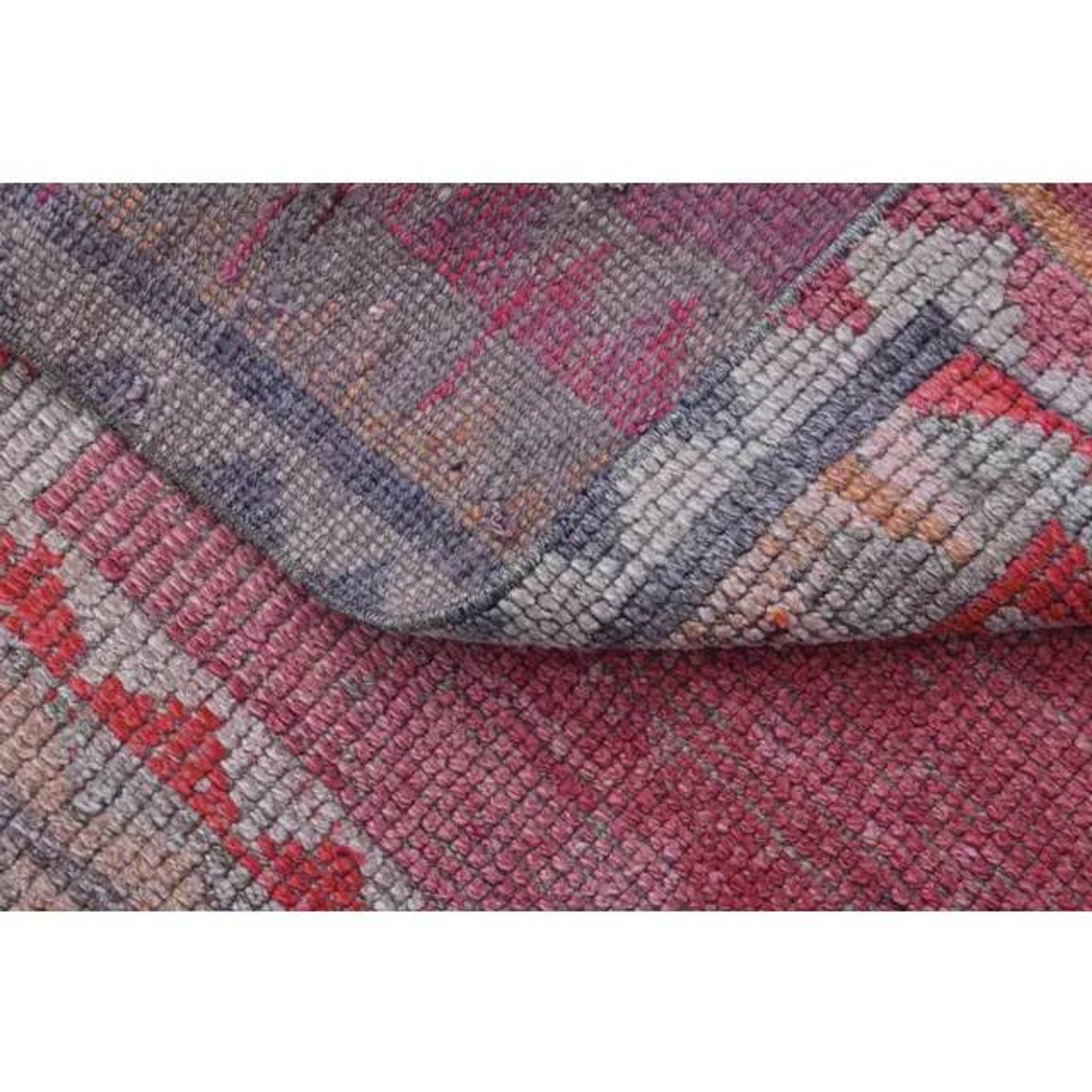 Tribal Turkish Vintage Runner, Pink Purple Handmade Oushak Runner 95x304