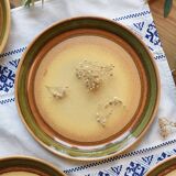 Vintage dinner plates from the 70s, in glazed stoneware, stamped Esso, Set of 6.