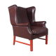 English Georgian Style Brown Leather Wingback Armchair