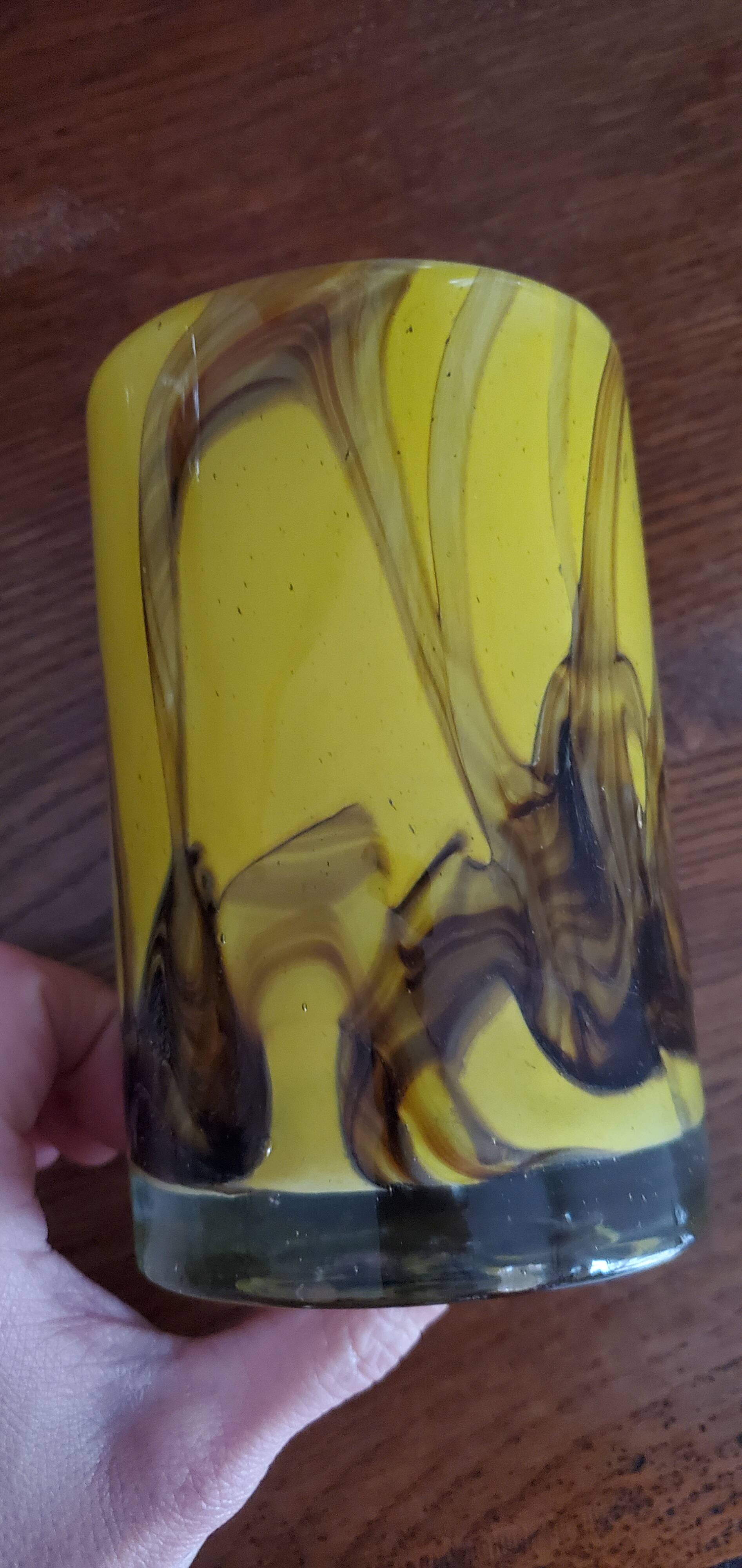 Yellow glass vase