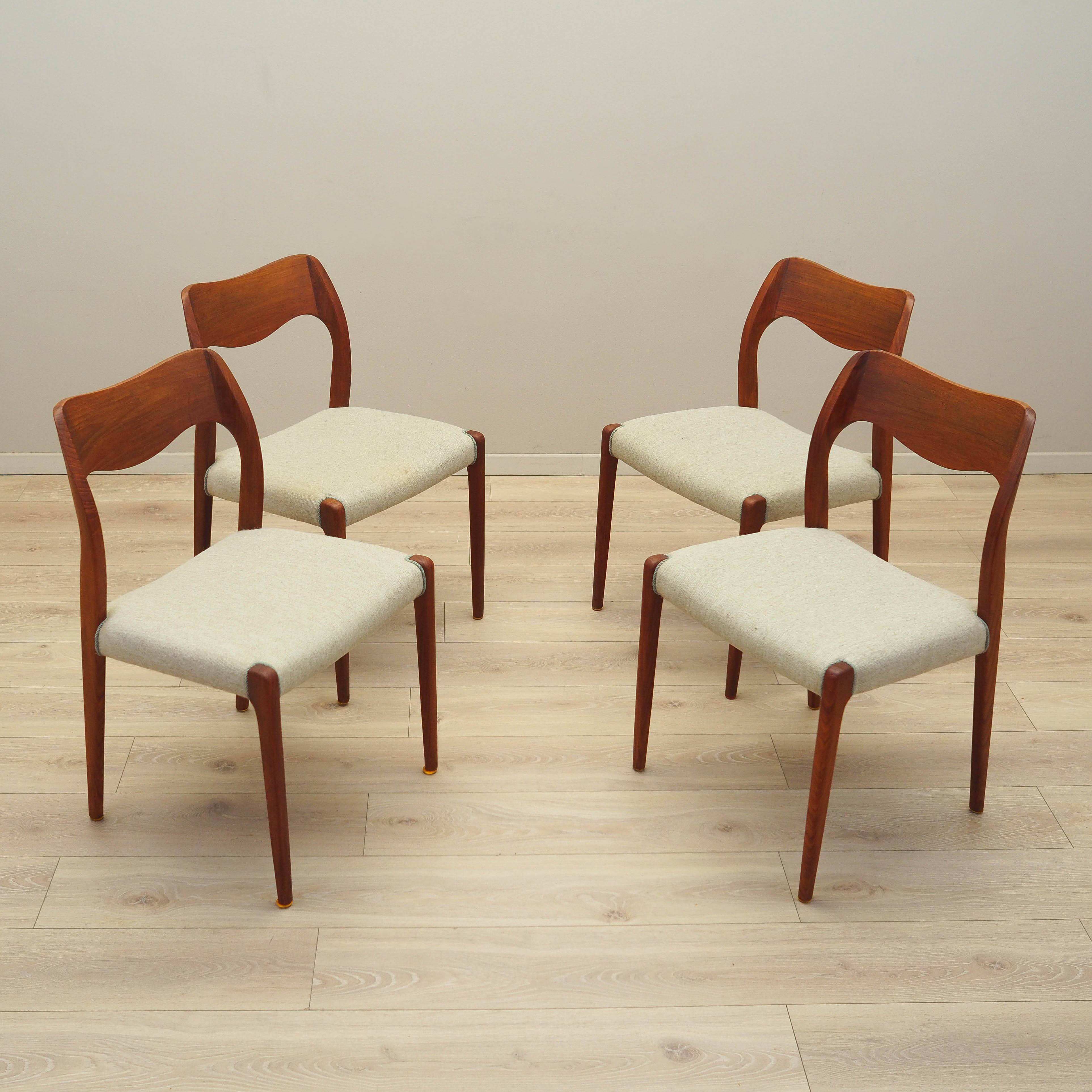 Set of four teak chairs, Danish design, 1960s, designer: Niels Otto Møller