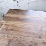 XL farmhouse table in solid oak, brutalist style, 20th century.