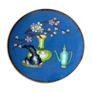 Assiette en bronze cloisonné