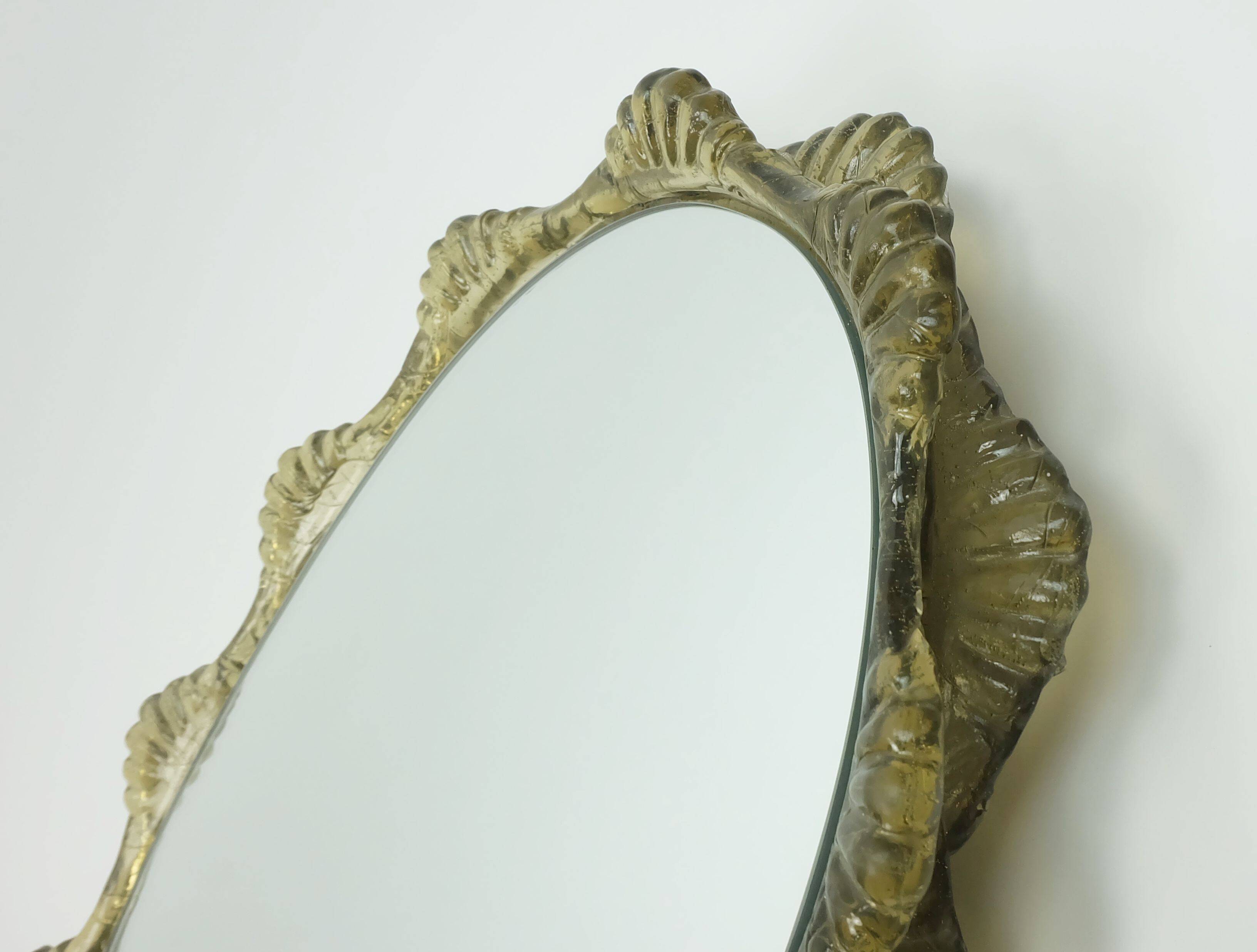 large back lit wall MIRROR acrylic frame ice glass decor 1960s 1970s