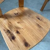 French design pine table and chair set from the 70s brutalist vintage arcs