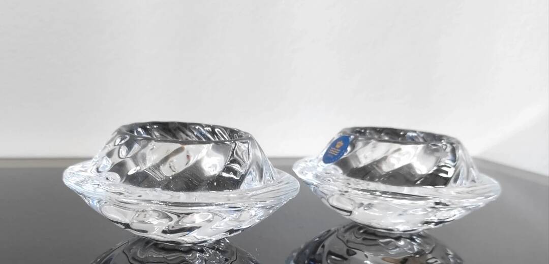 Pair of candlesticks "Hvidovre" in crystal - Royal Copenhagen