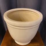 Cache pot en ceramique couleur gres clair forme ronde