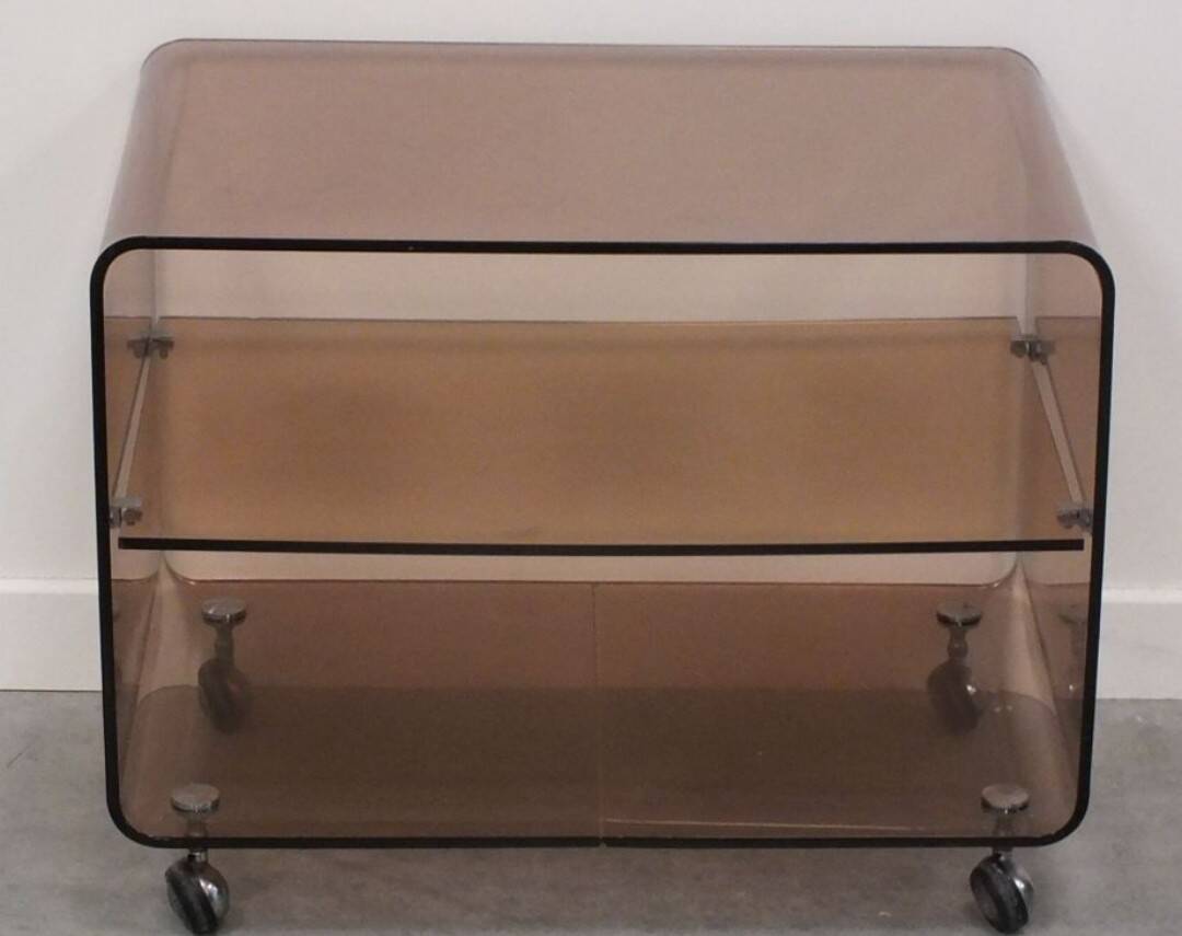 Coffee table by Michel Dumas for Roche Bobois in smoked plexiglass.