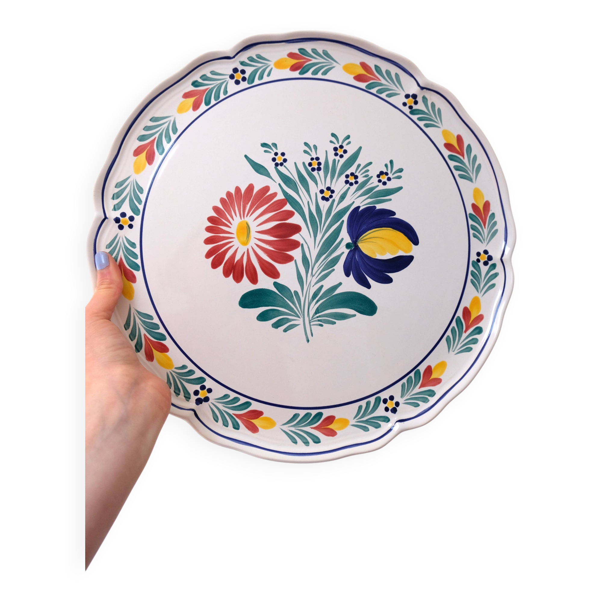 Vintage floral dish - Pornic earthenware factory