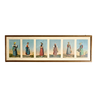 Prints, six female silhouettes