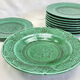 3 dessert plates XIX Sarreguemines Majolica shaded enamel Rubelles