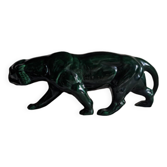 Panther. Earthenware subject with green glaze