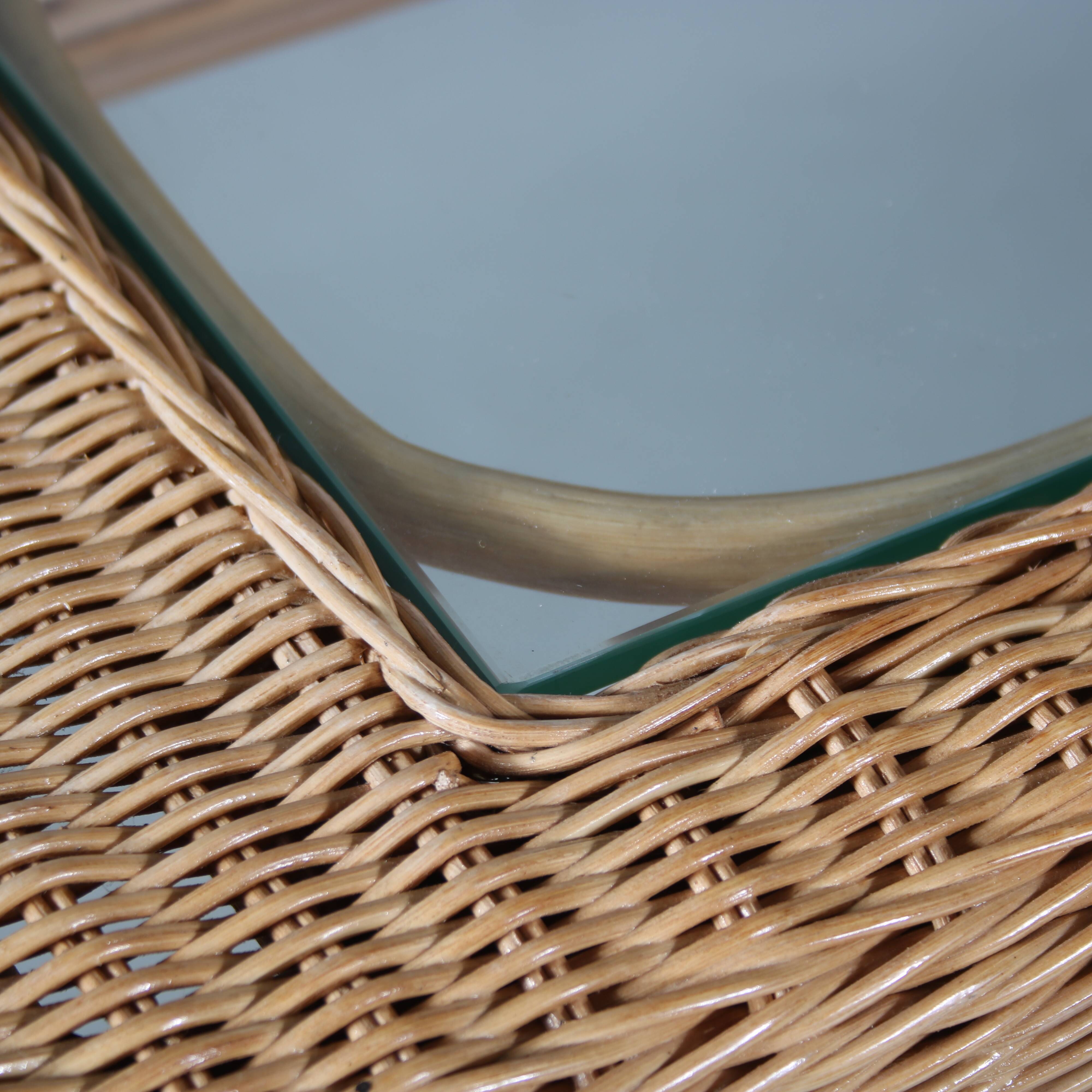1970s Wicker with bamboo console table from italy