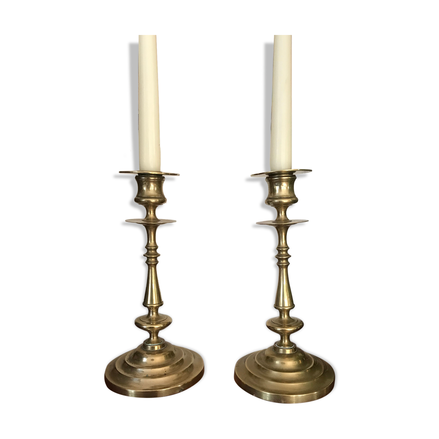 Pair of solid brass candle holders