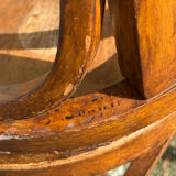 Set of four curved wooden stools stamped Baumann model 92.