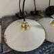 Set of three new electrified white enamelled sheet suspensions