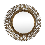 Vintage gold rattan sun mirror