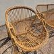Rattan lounge with two armchairs and a vintage 1950s bench.